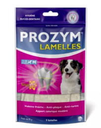 PROZYM Lamelles pour Chiens - Soin Dentaire à mâcher - N°1 chez Les vétérinaires - Haleine fraîche - Anti-tartre - Anti-Plaque - Gencives saines. Taille M pour chiens (15-25kg) - 5 lamelles