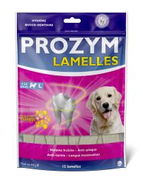 PROZYM Lamelles pour Chiens - Soin Dentaire à mâcher - N°1 chez Les vétérinaires - Haleine fraîche - Anti-tartre - Anti-Plaque - Gencives saines. Taille L pour chiens (+25kg) - 15 lamelles