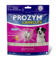 PROZYM Lamelles pour Chiens - Soin Dentaire à mâcher - N°1 chez Les vétérinaires - Haleine fraîche - Anti-tartre - Anti-Plaque - Gencives saines. Taille M pour chiens (15-25kg) - 5 lamelles