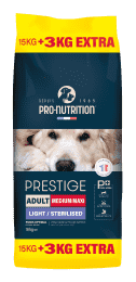 PRESTIGE CHIEN ADULT MEDIUM MAXI LIGHT STERILISED 15KG+3KG